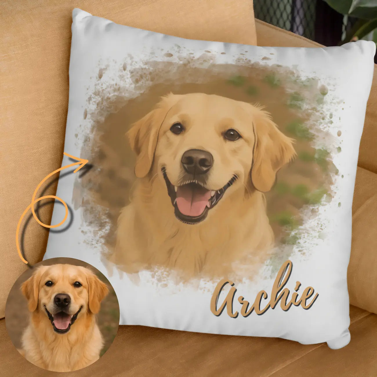 Lifestlye Comic-Kissen mit Hundebild – personalisiert Golden Retriever